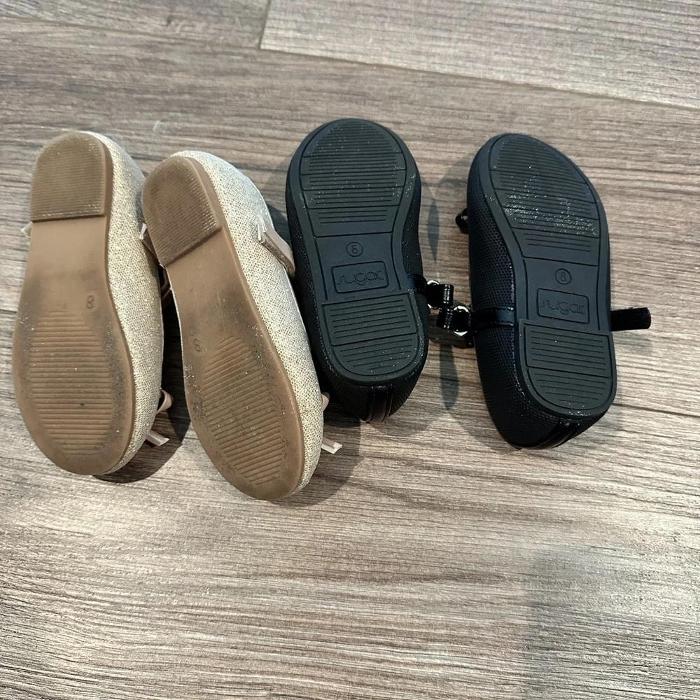 Bundle of Girls 8 Black and Gold Dressy Shoes